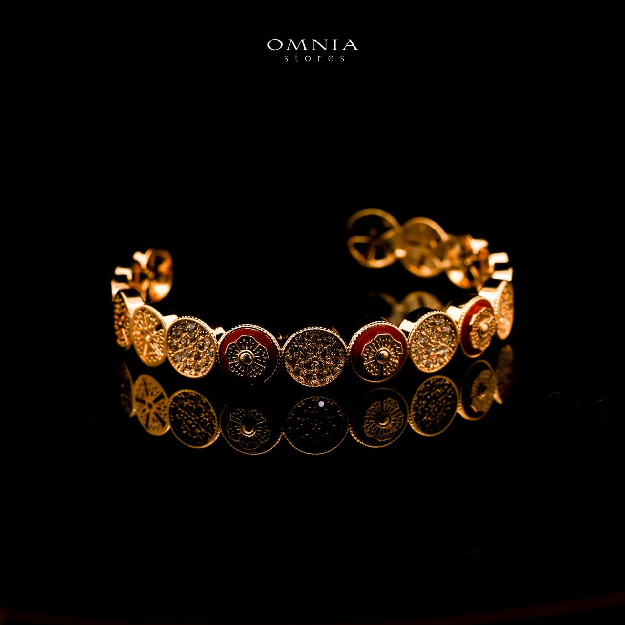Omnia Durrah Golden with Red Line Bangle & Ring With Rhodium Plated In High Quality Zircon Stone