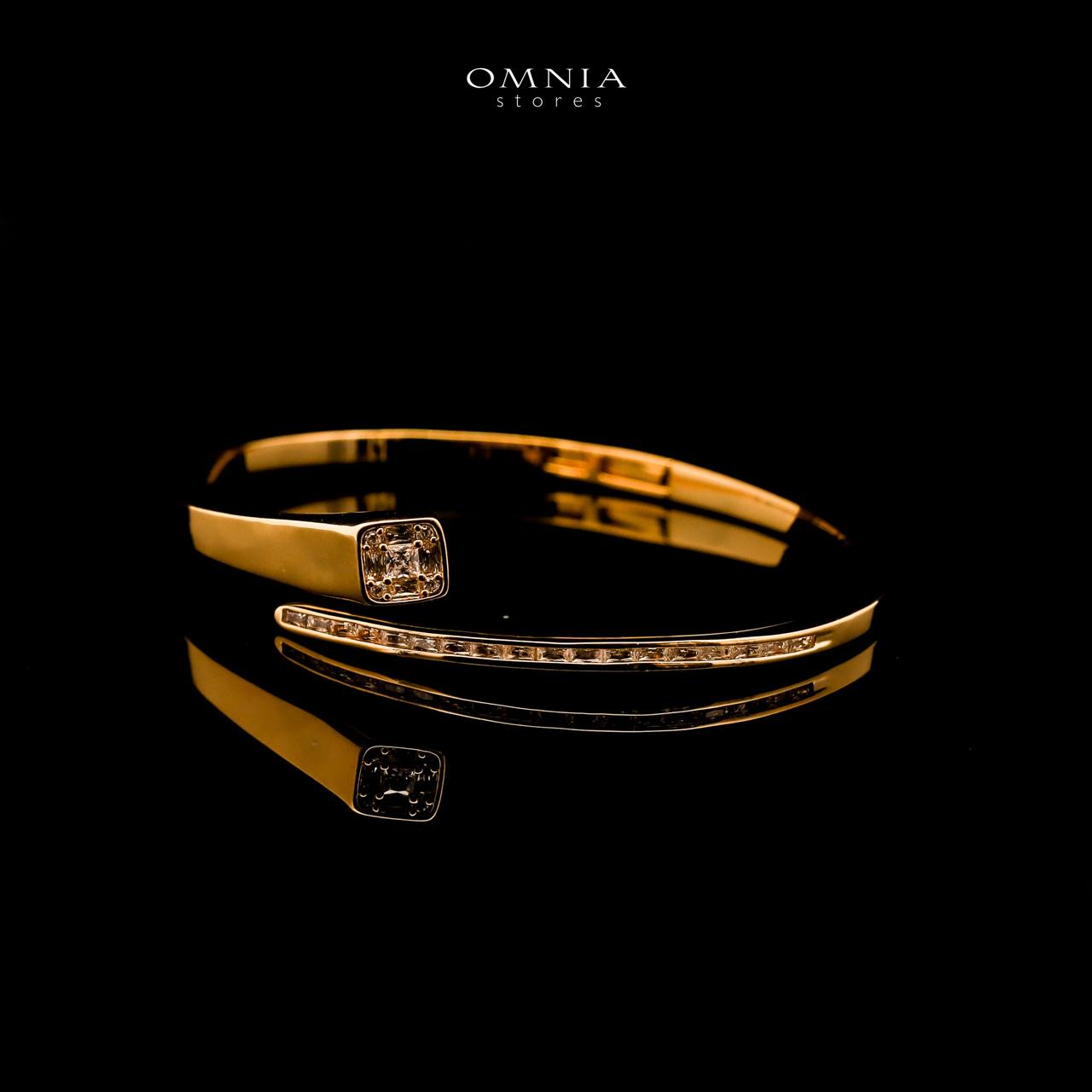 Omnia Fawziya Golden Bangle & Ring With Rhodium Plated In High Quality Zircon Stone