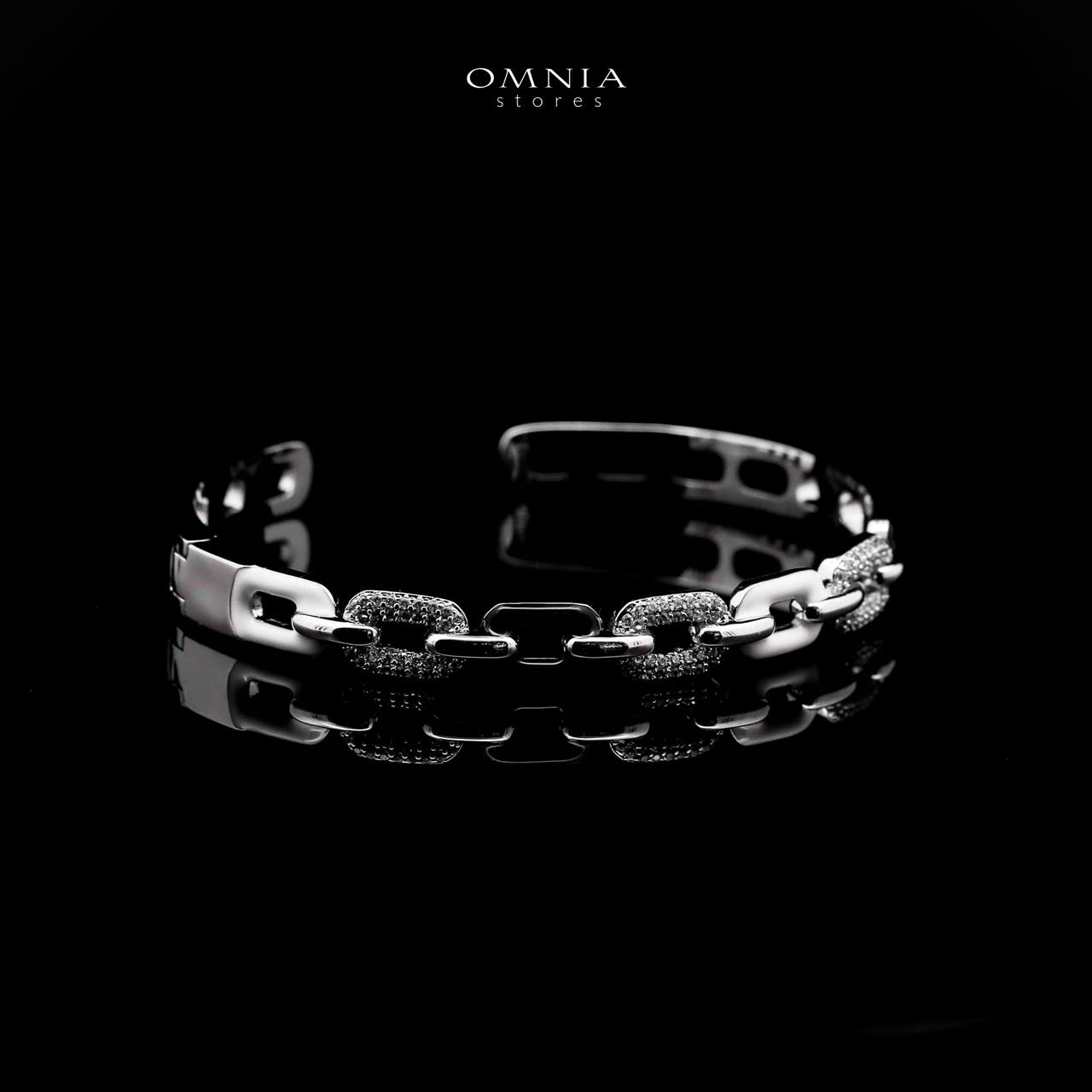 Omnia Gharam Silver Bangle & Ring With Rhodium Plated In High Quality Zircon Stone