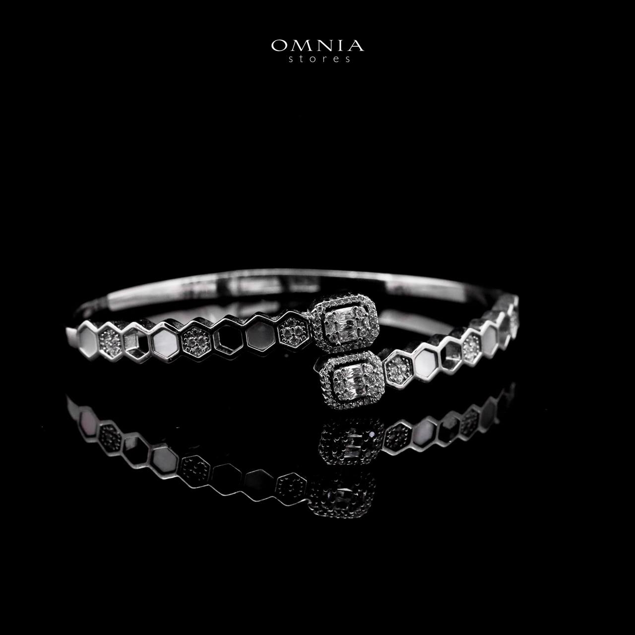Omnia Laythaa Silver Bangle & Ring With Rhodium Plated In High Quality Zircon Stone