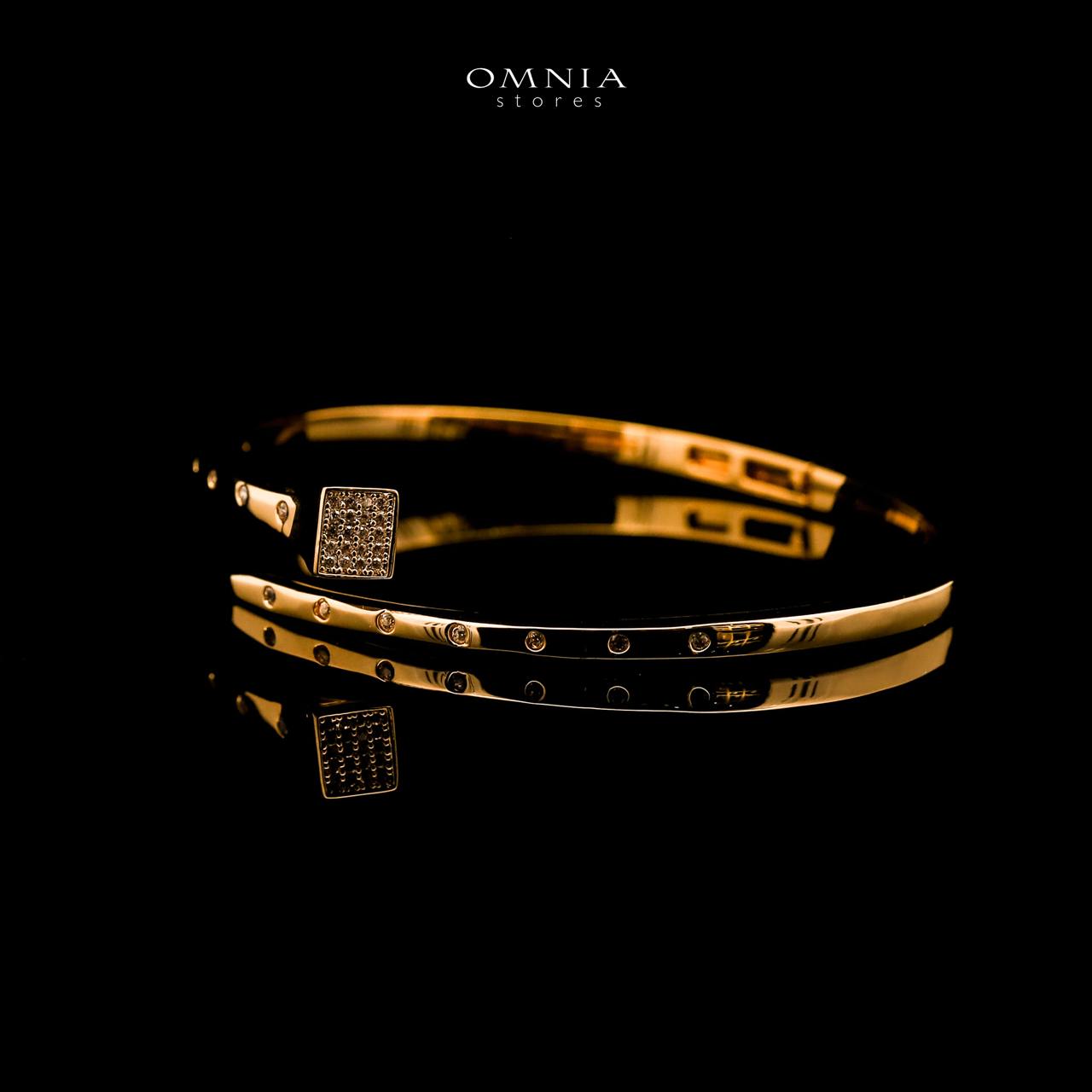Omnia Zohal Golden Bangle & Ring With Rhodium Plated In High Quality Zircon Stone