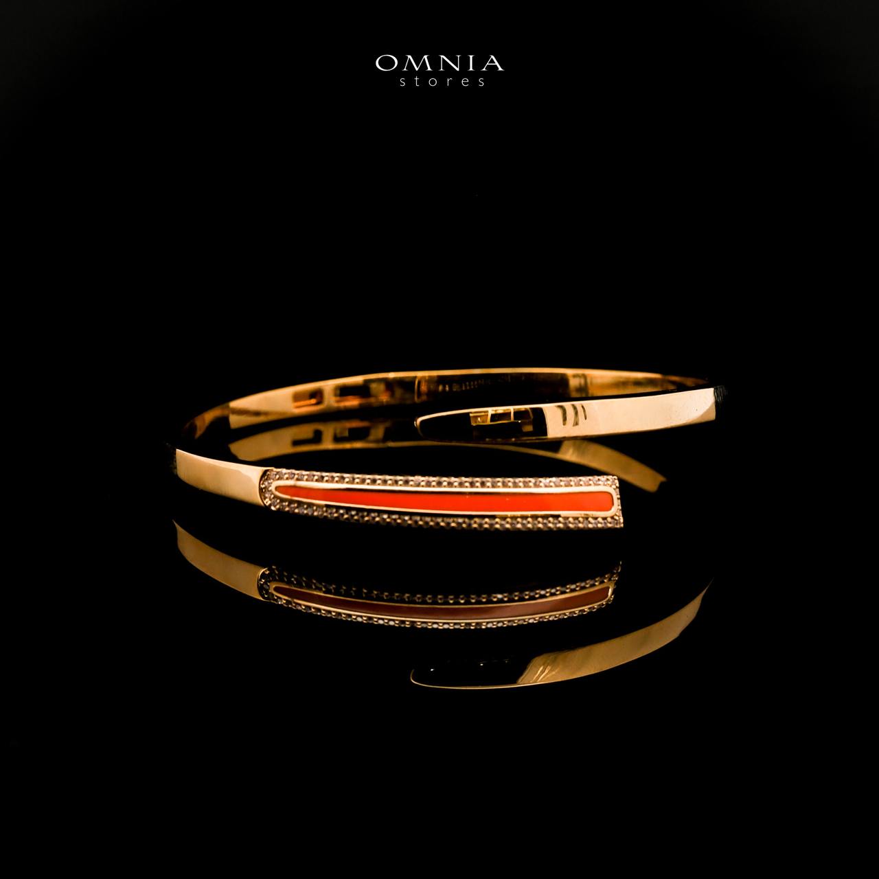 Omnia Iqlim Golden Bangle and Ring With Rhodium Plated In High Quality Zircon Stone