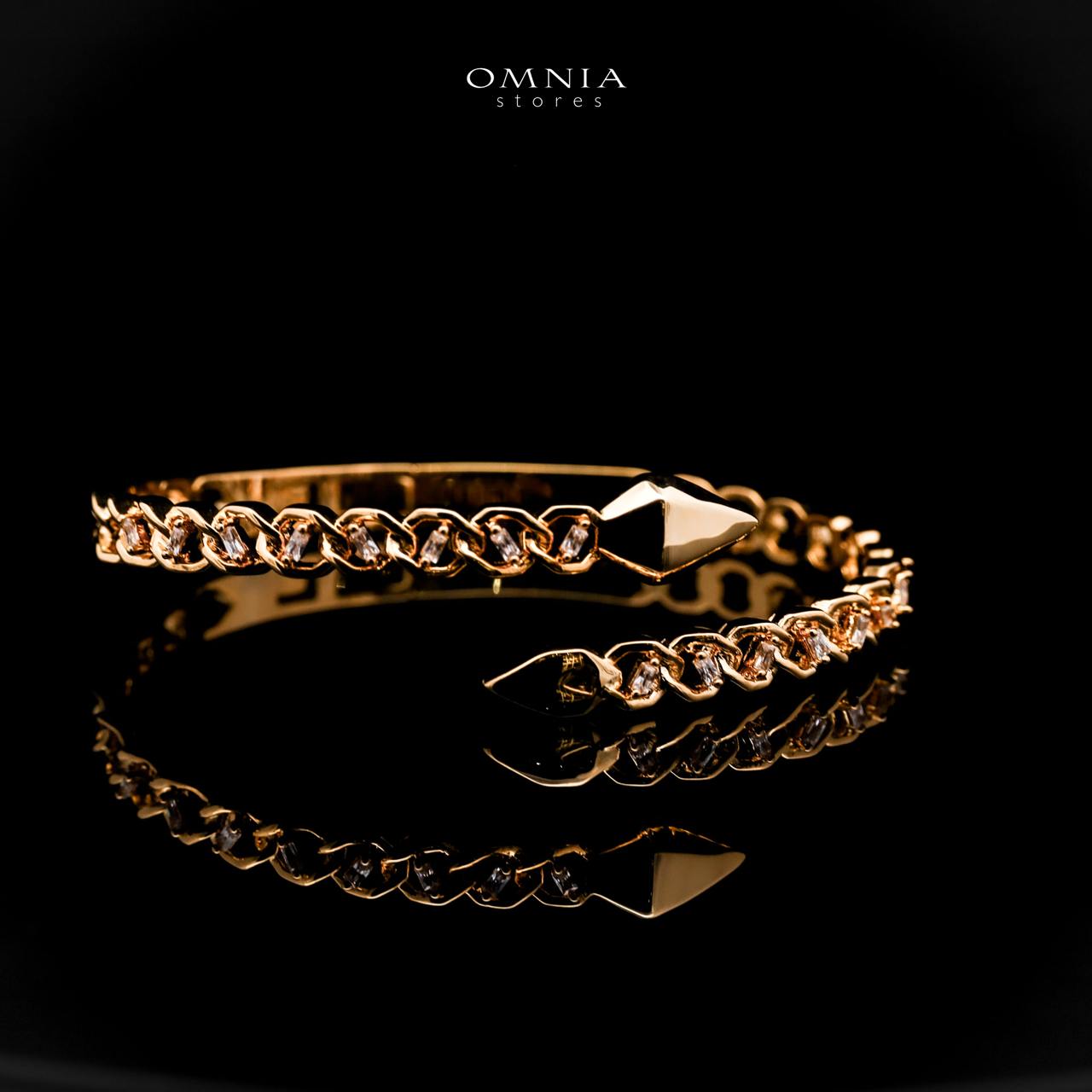Omnia Khatira Golden Bangle and Ring With Rhodium Plated In High Quality Zircon Stone