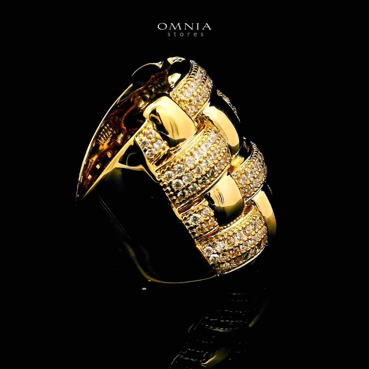 Olfah 18k Gold Plated Ring With Rhodium Plated In High Quality Zircon Stone