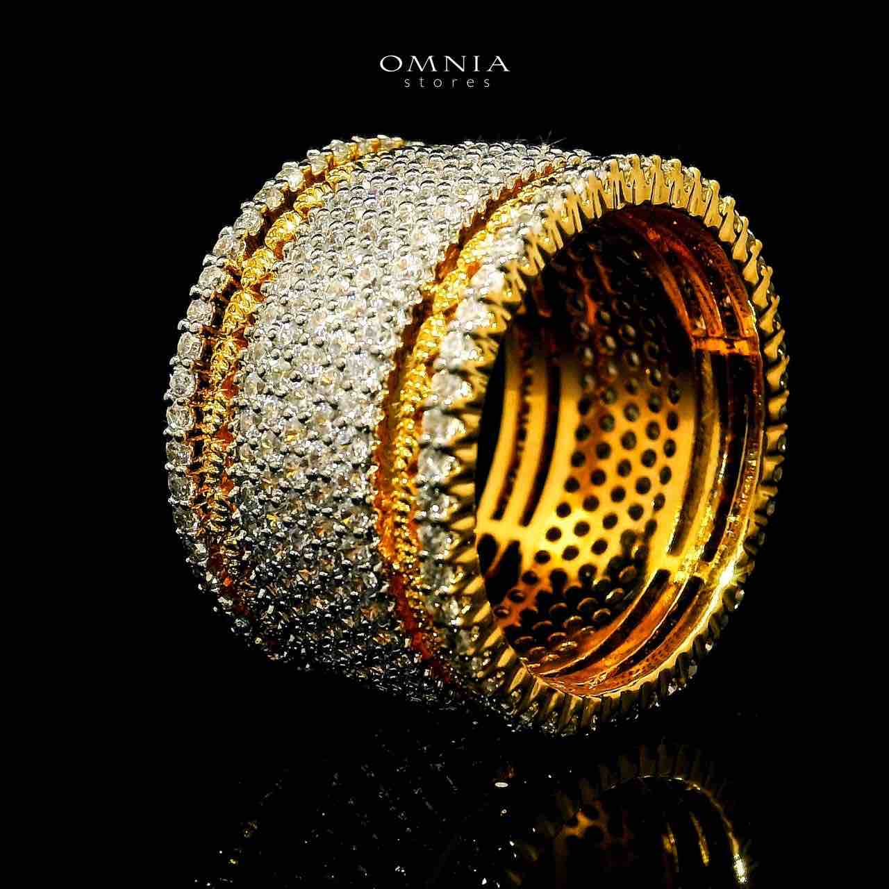 Omnia Zariah 18k Gold Plated Ring With Rhodium Plated In High Quality Zircon Stone