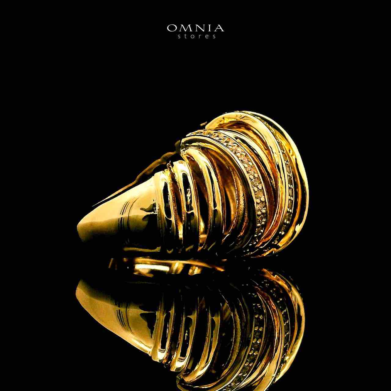 Omnia Zarifa 18k Gold Plated Ring With Rhodium Plated In High Quality Zircon Stone