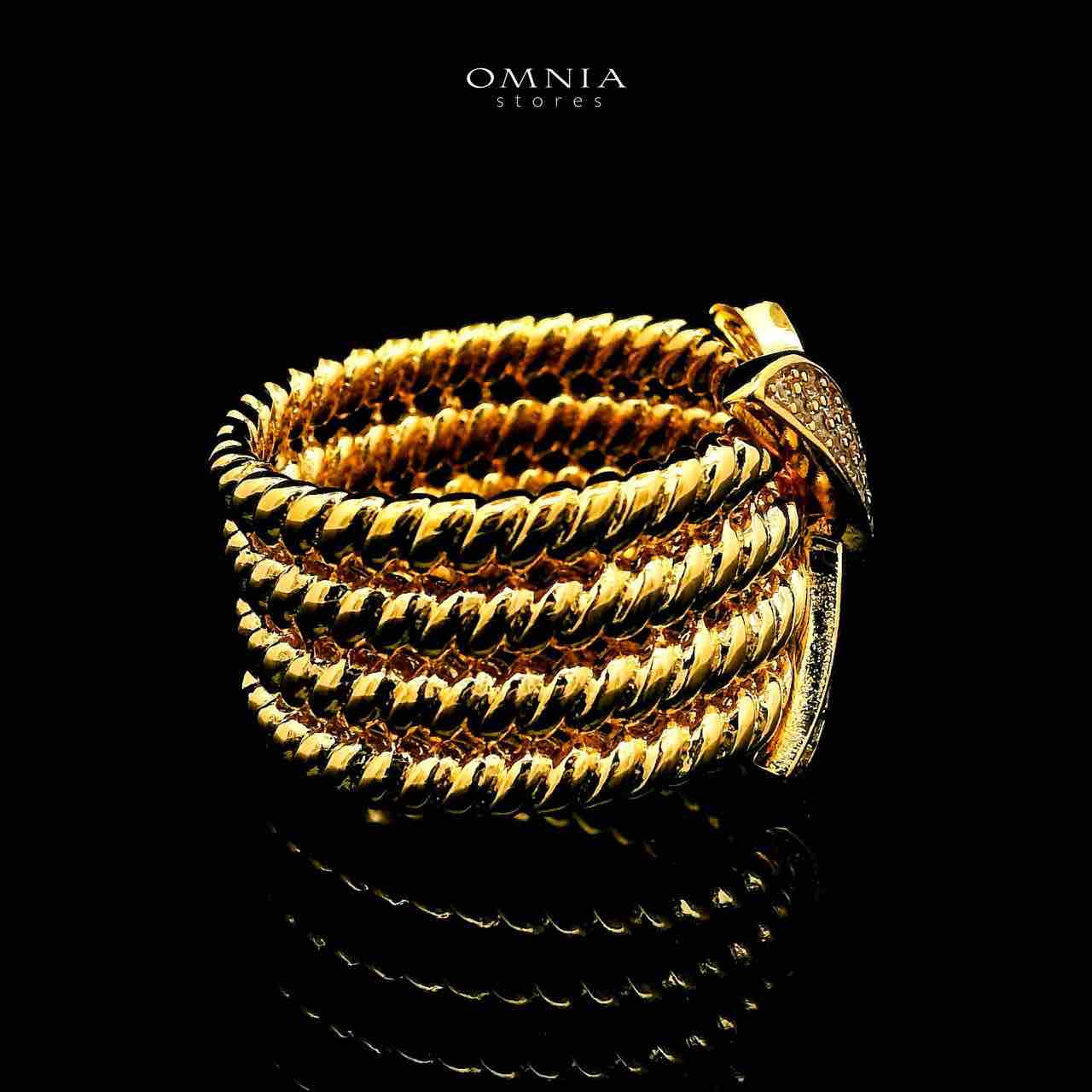 Omnia Baraka 18k Gold Plated Ring With Rhodium Plated In High Quality Zircon Stone