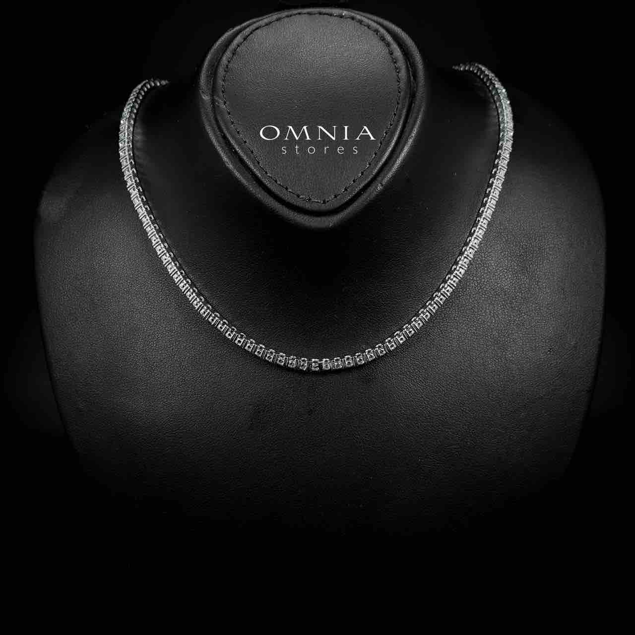 Omnia Zaira Tennis Necklace 40cm 925 Silver in GRA Certified High Quality White Moissanite Stone - OMNIASTORES UAE