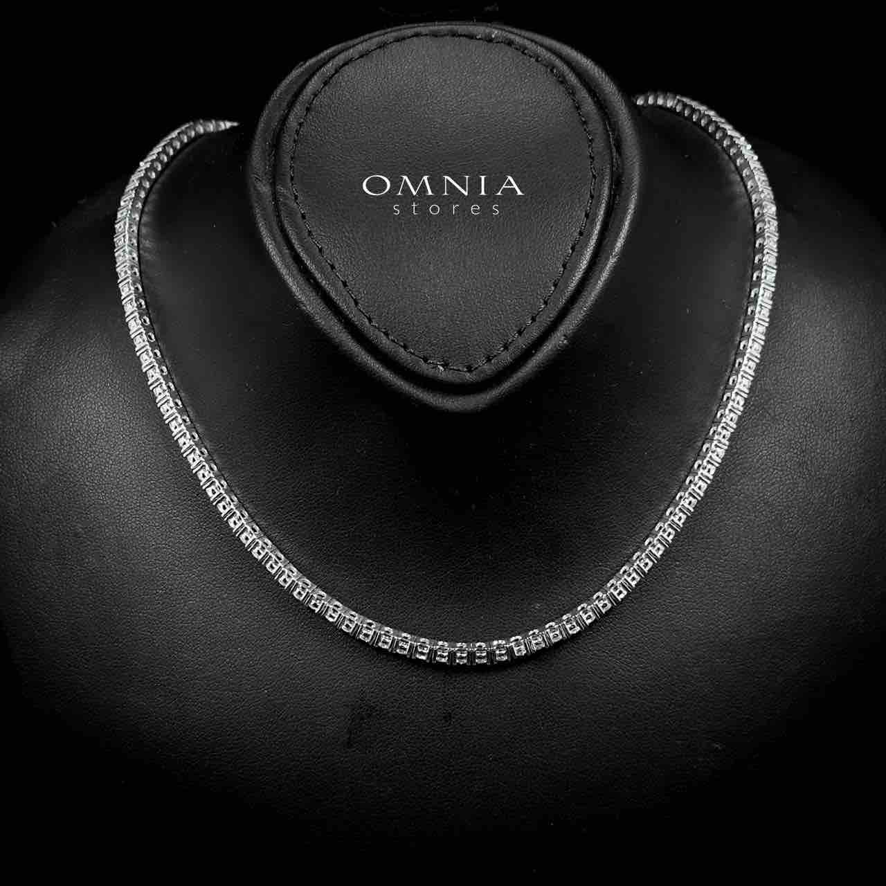 Omnia Zaira Tennis Necklace 40cm 925 Silver in GRA Certified High Quality White Moissanite Stone - OMNIASTORES UAE