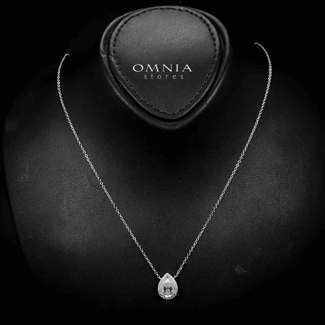 Omnia Izdihar Teardrop Pendant Necklace 925 Silver in GRA Certified High Quality White Moissanite Stones - OMNIASTORES UAE