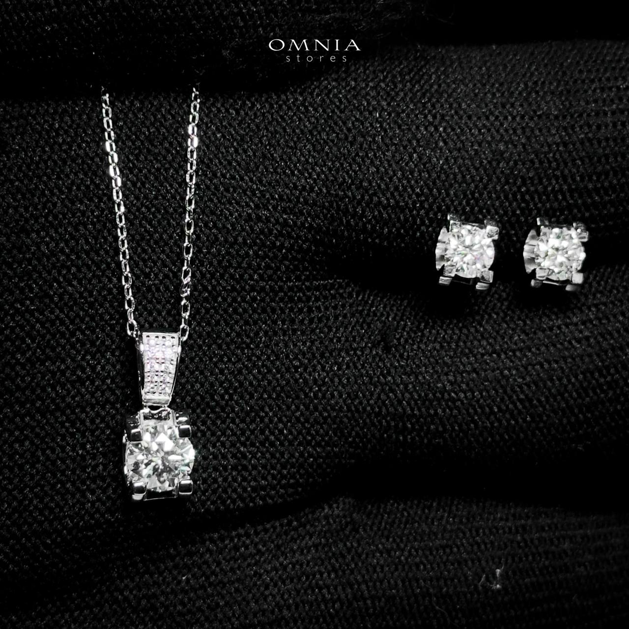 Omnia Ghazeen Pendant Necklace and Earrings Set 925 Silver in GRA Certified High Quality White Moissanite Stones - OMNIASTORES UAE