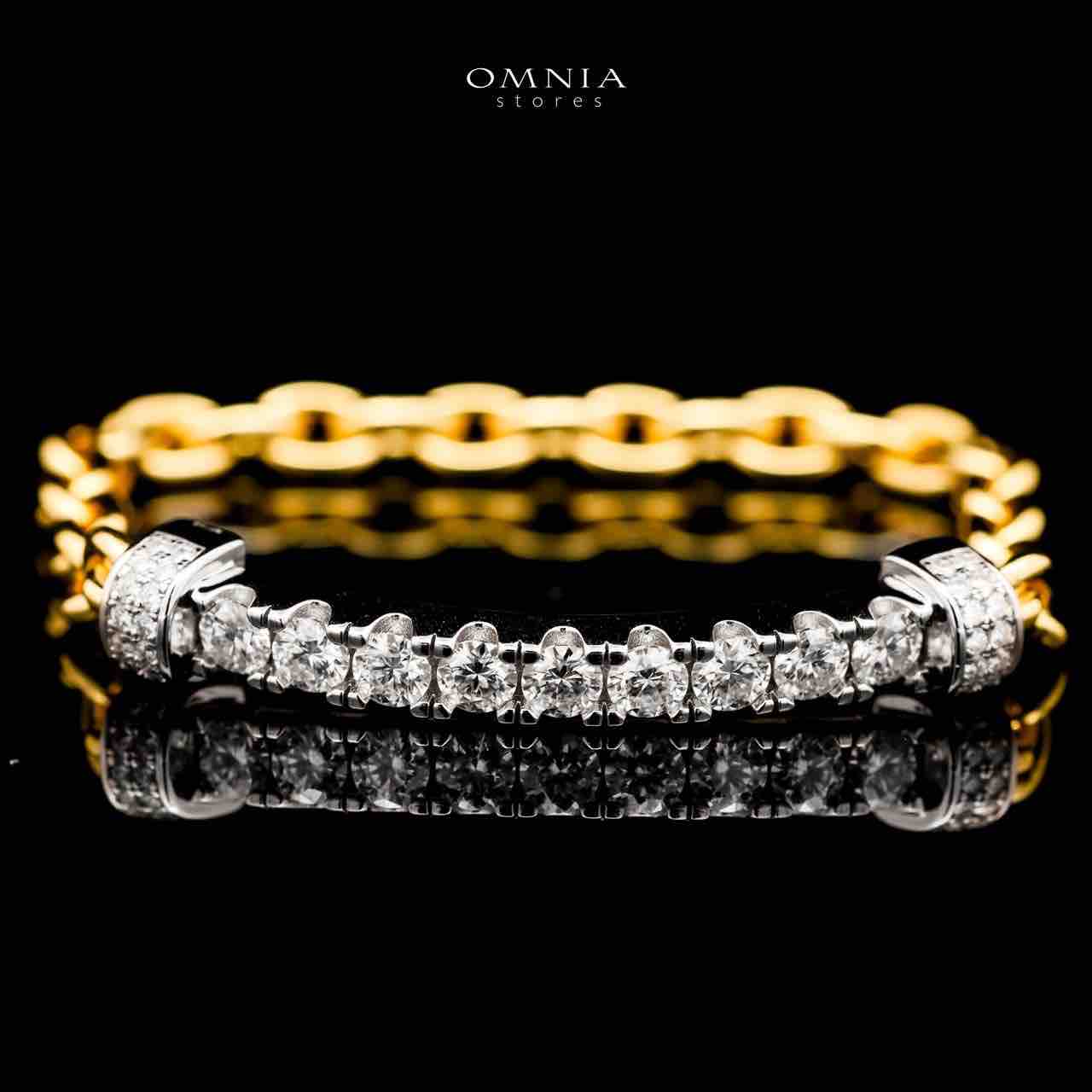 Wahaj Golden White Moissanite Stones With GRA Certified Bracelet  in 925 Silver RD4mm