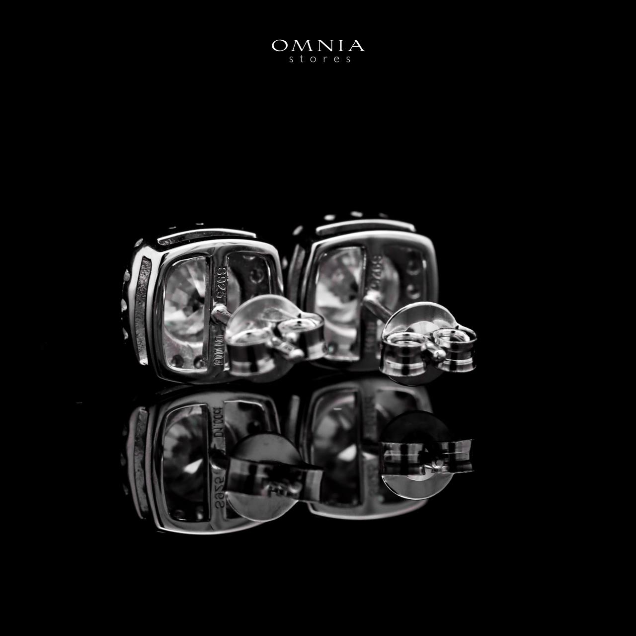 Omnia Dareema Silver Square Stud Earrings 925 Silver in GRA Certifited High Quality White Moissanite Stones - OMNIASTORES UAE