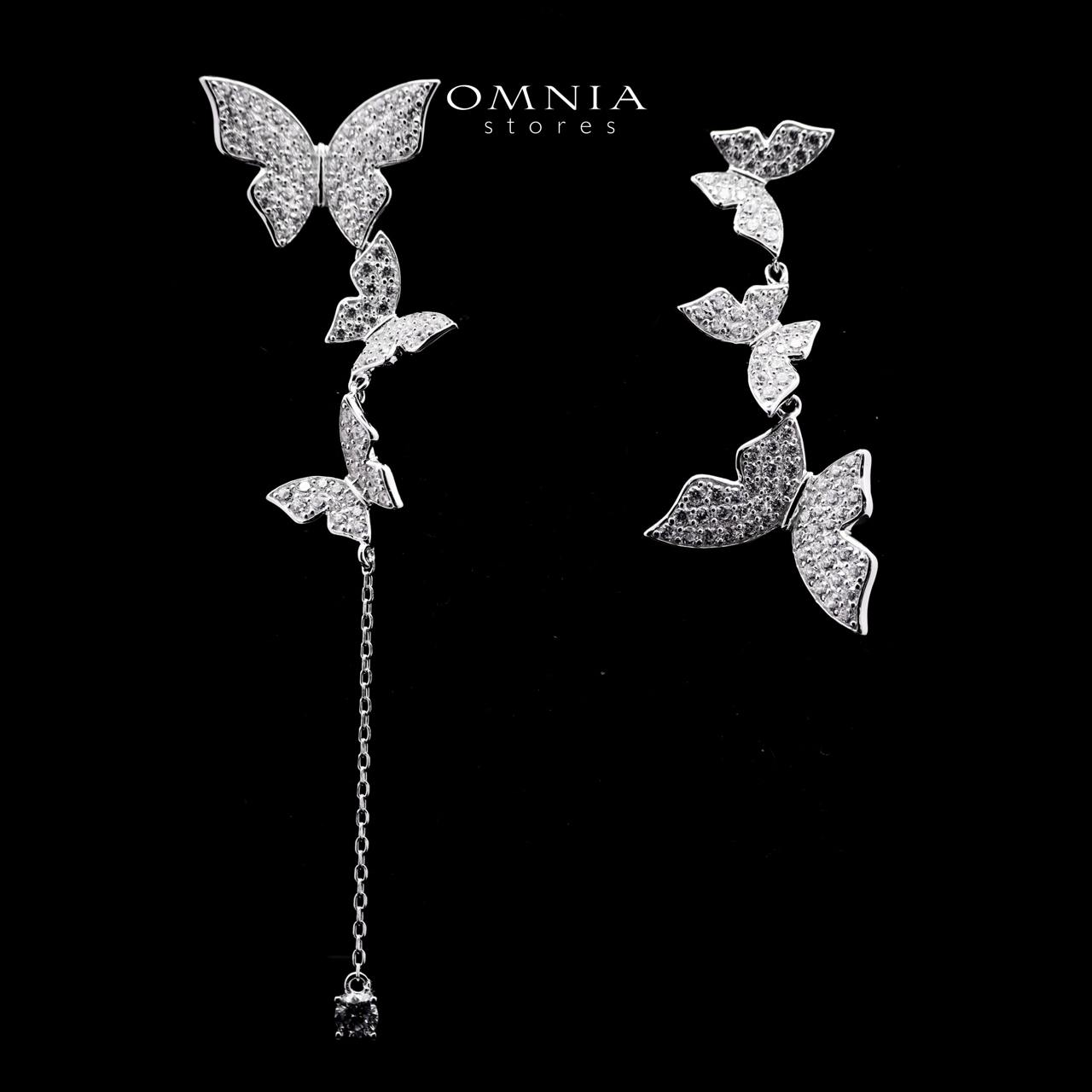 Mahtab Butterfly Earrings In 925 Silver High Quality Simulated Diamonds - OMNIASTORES UAE