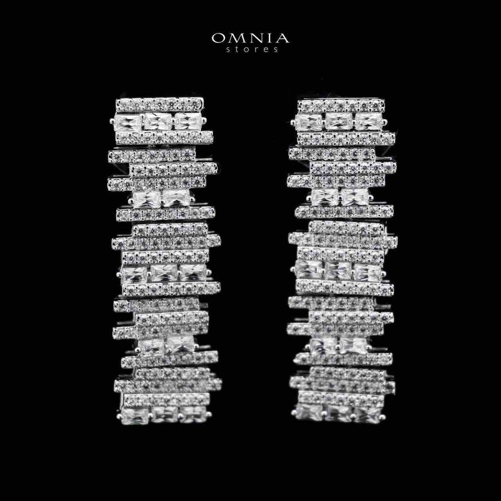 Omnia Eshaal White Bridal Full Set in High Quality Zircon Stone in Rhodium Plated - OMNIASTORES KSA