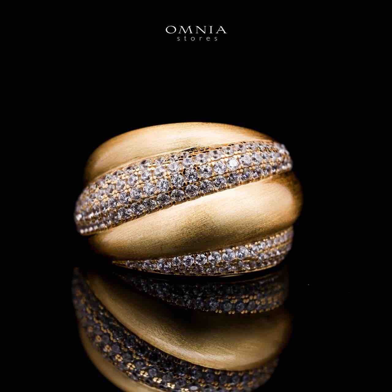 Omnia Haifaa Golden Ring in 925 Silver with High-Quality White Simulated Diamonds - OMNIASTORES UAE