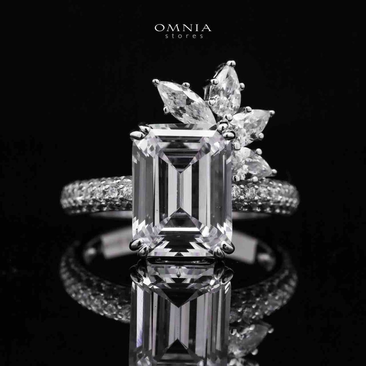 Omnia Chams White Ring 92.5 Silver High Quality Simulated diamonds - OMNIASTORES UAE