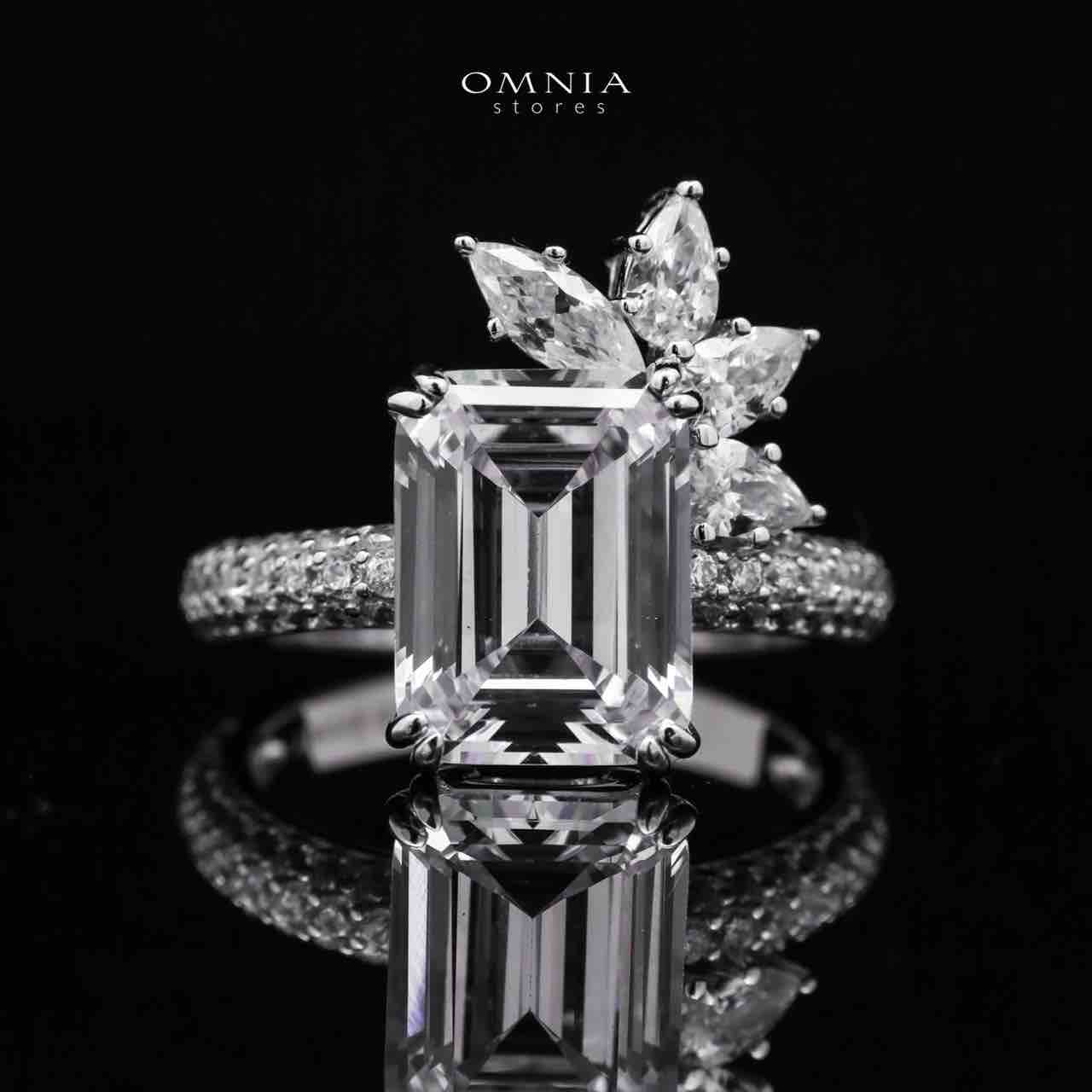 Omnia Chams White Ring 92.5 Silver High Quality Simulated diamonds - OMNIASTORES UAE