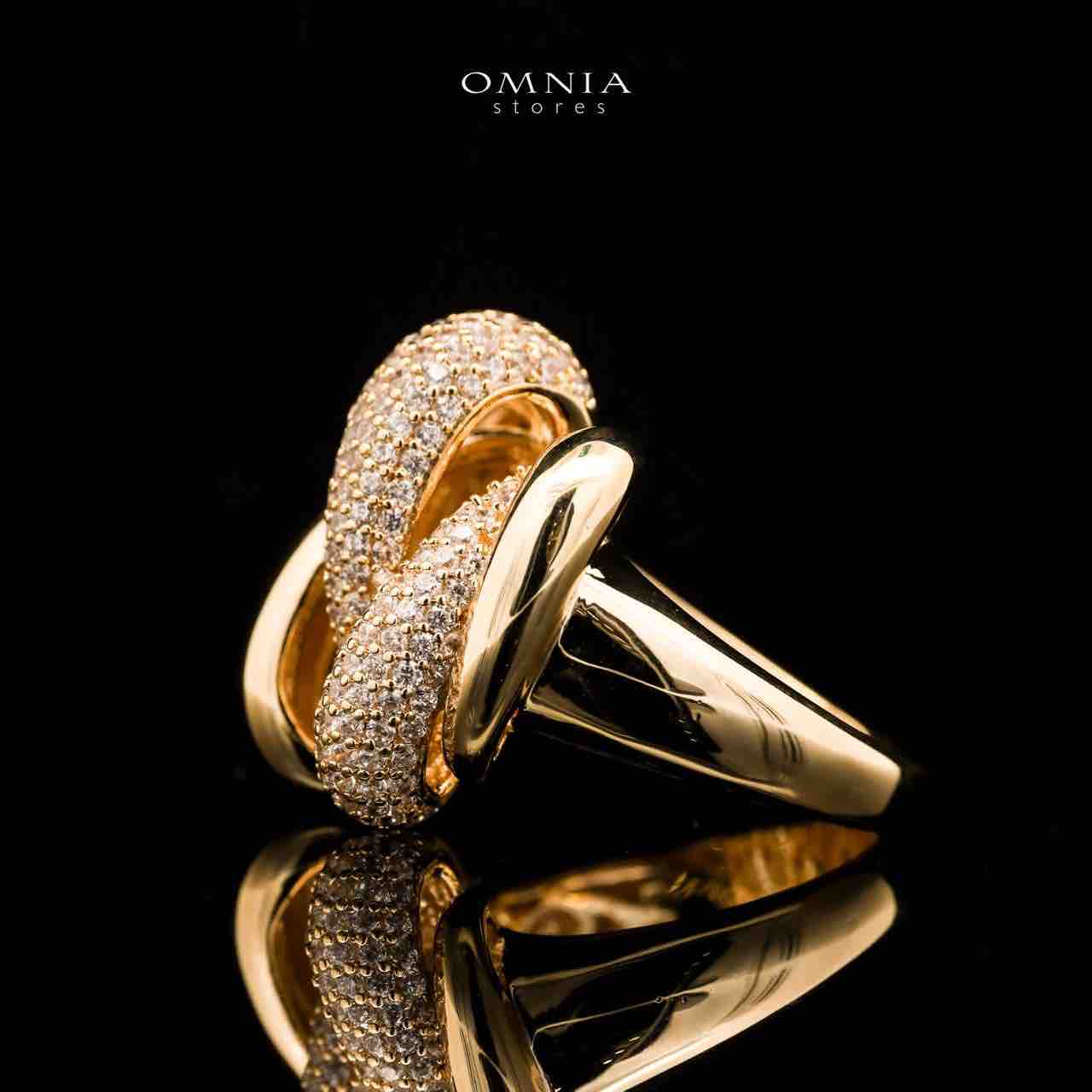 Omnia Rania Braided Gold Ring in High Quality Copper Rhodium Plated - OMNIASTORES UAE