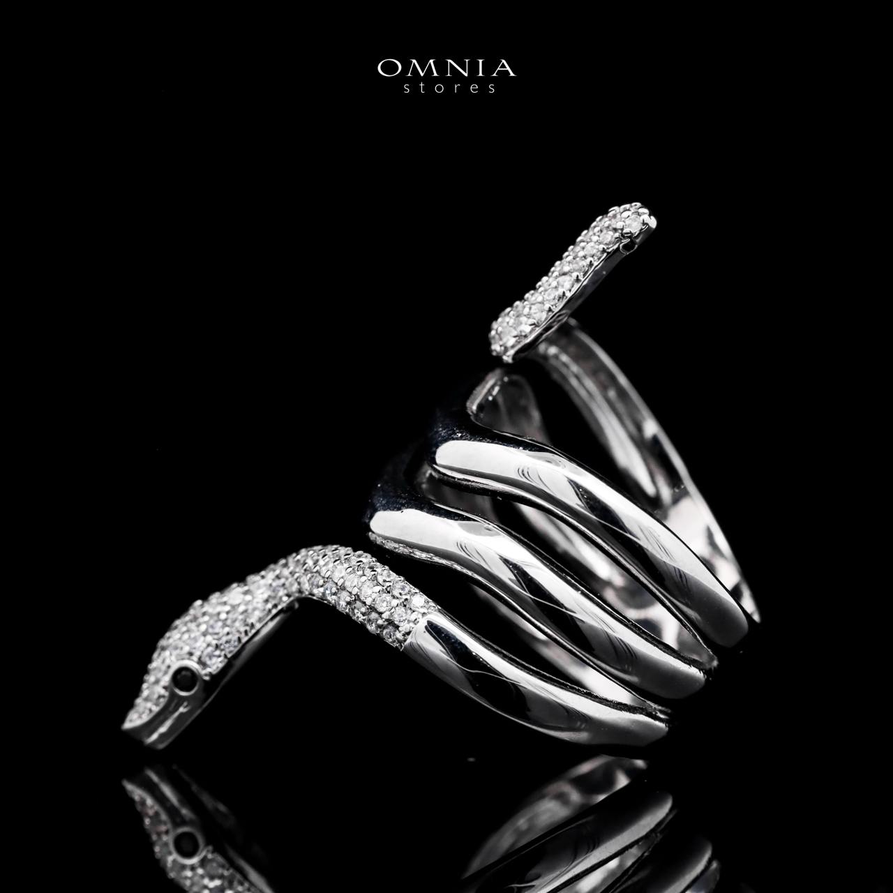 Omnia Aisha Snake Wrap Ring in High Quality Copper Rhodium Plated - OMNIASTORES UAE