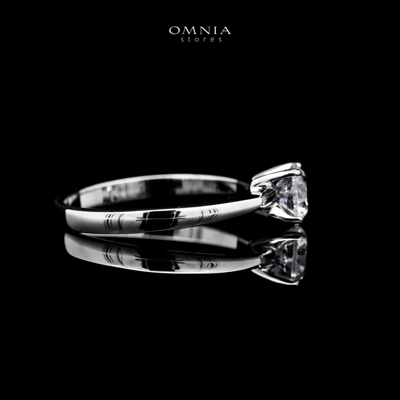 Omnia Jane White Ring Silver Simulated Diamonds - OMNIASTORES UAE