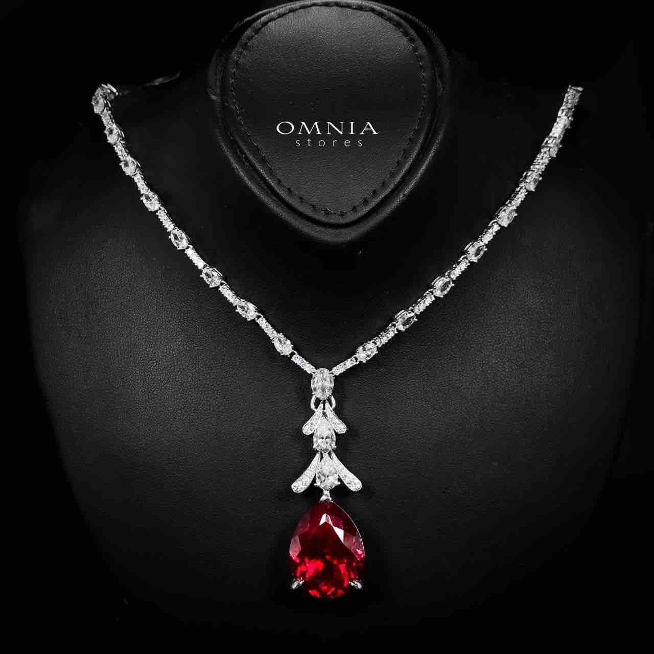 Omnia Munthira Silver Pendant Only In 925 Silver Certifited High Quality Red Lab Grown Stones - OMNIASTORES UAE