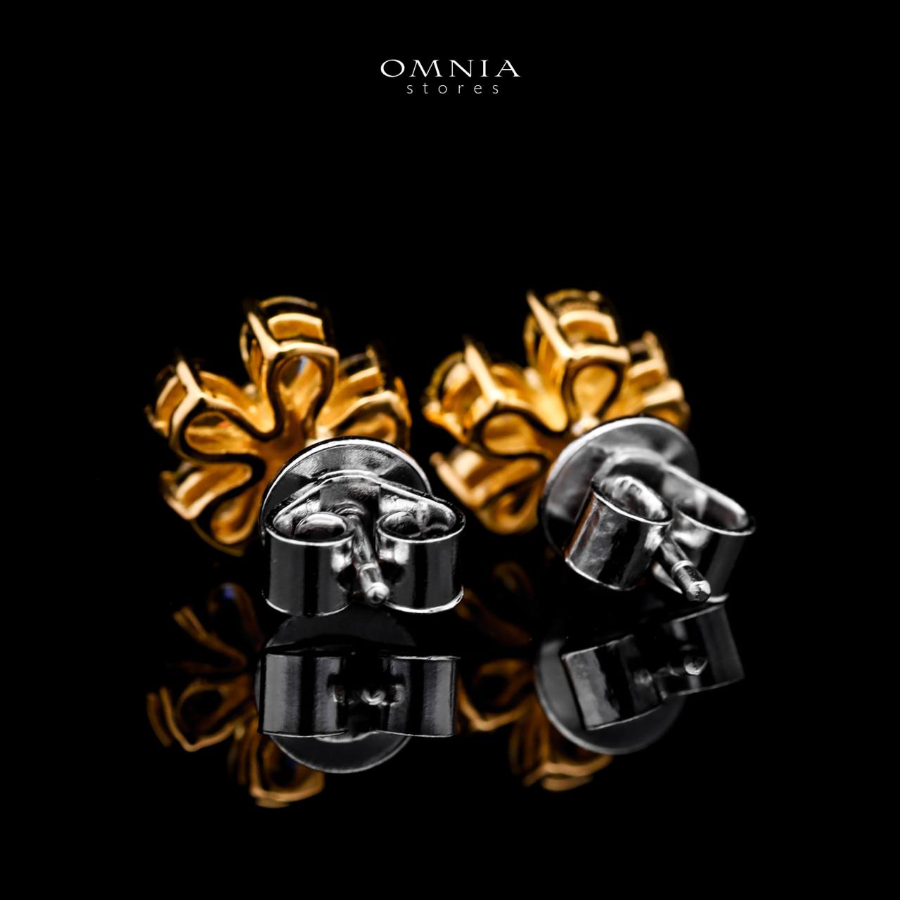 Omnia Yellow Radiance Flower Stud Earrings In 92.5 Silver with High Quality Simulated Diamonds