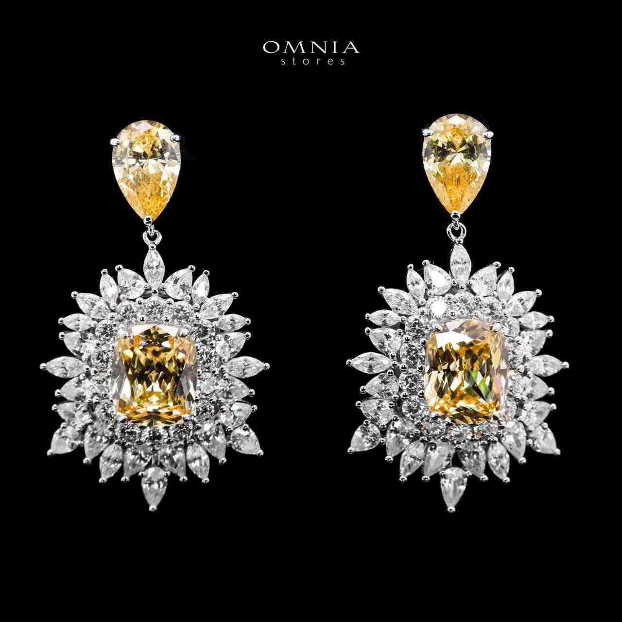 Omnia Thalia Yellow Earring in 92.5 Silver High Quality Simulated diamonds - OMNIASTORES KSA