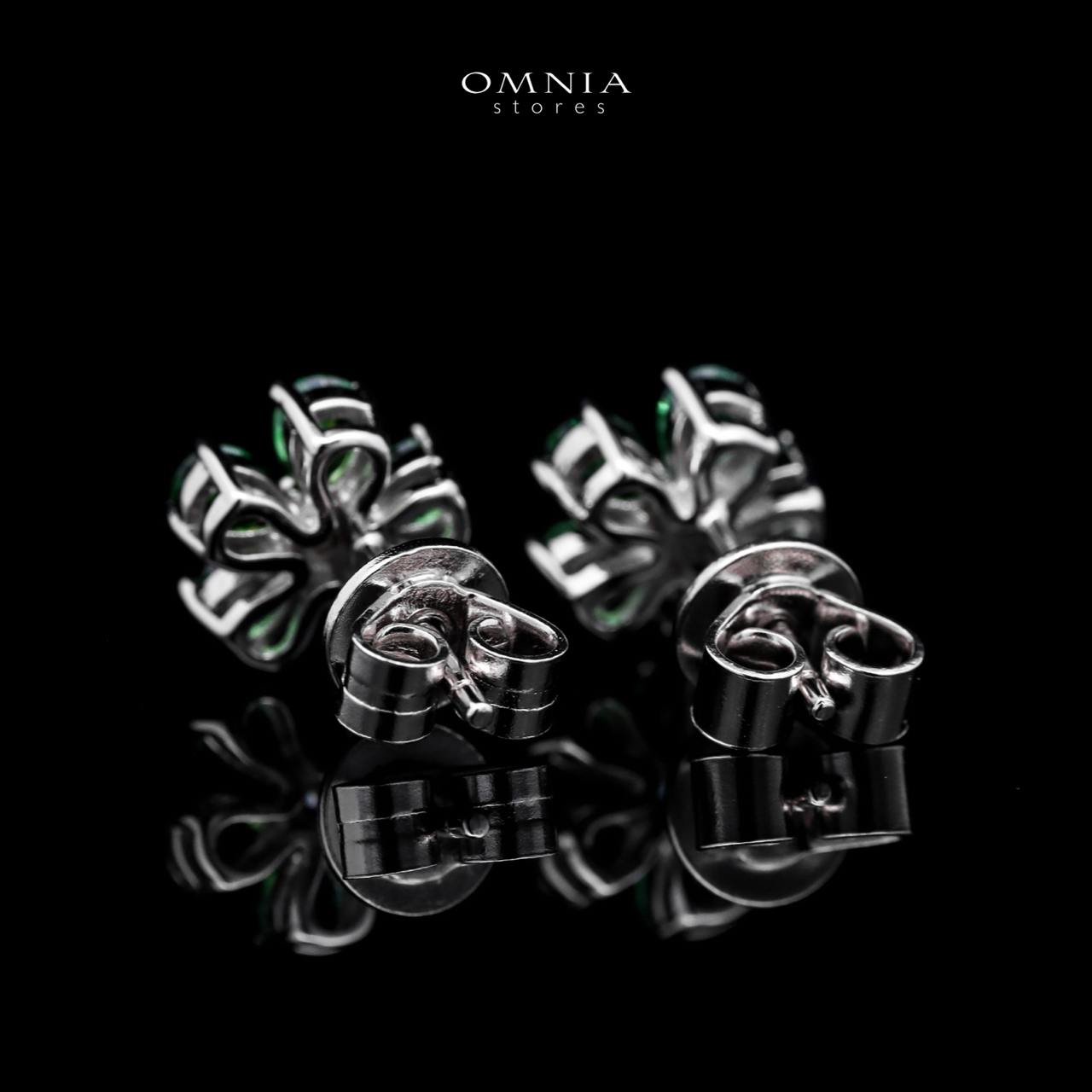 Omnia Emerald Bloom Stud Earrings In 92.5 Silver with High Quality Simulated Diamonds - OMNIASTORES UAE