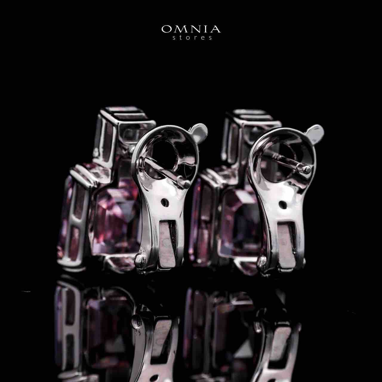 Omnia Candice Pink Emerald Cut Clip-On Earrings in 92.5 Silver with High Quality Simulated Diamonds - OMNIASTORES UAE