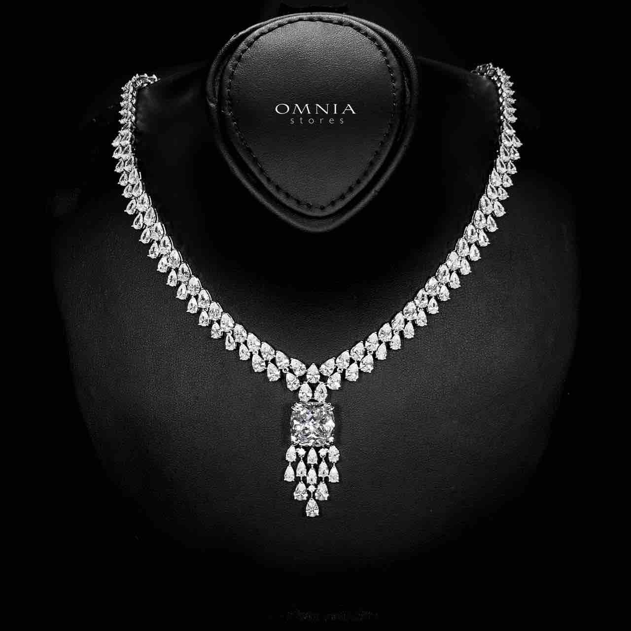 Omnia Nazaha Bridal Full Set in Rhodium Plated with High Quality White Zircon Stones