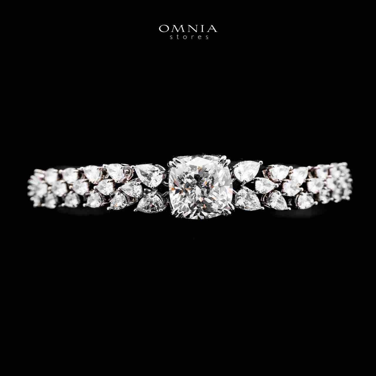 Omnia Nazaha Bridal Full Set in Rhodium Plated with High Quality White Zircon Stones