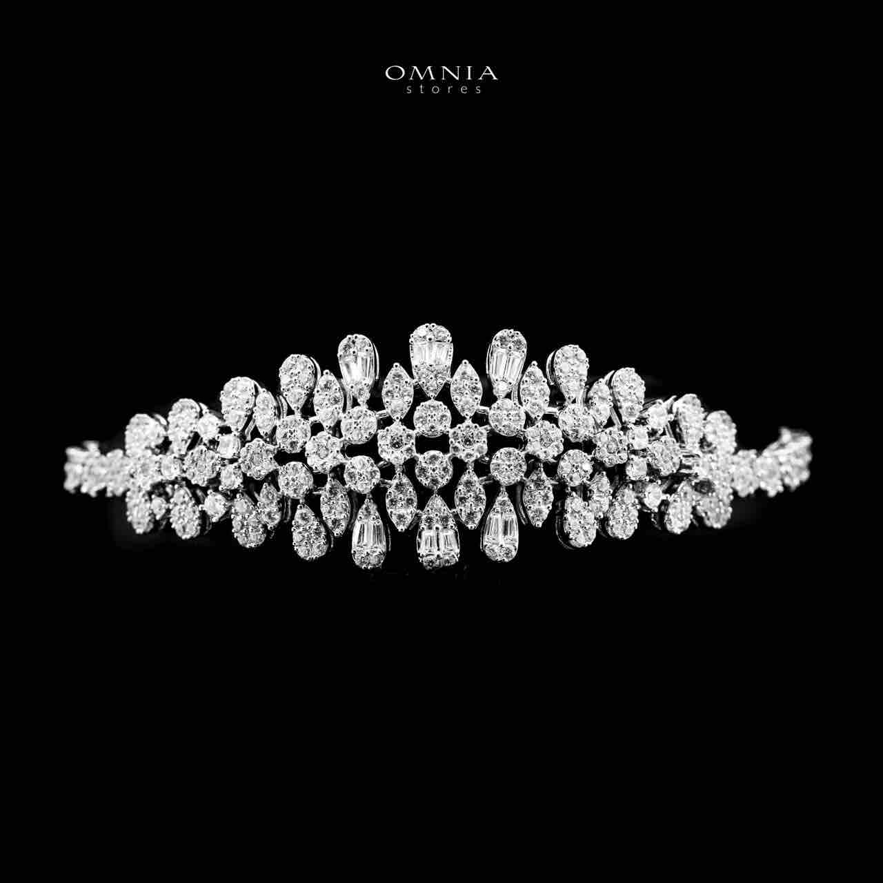 Omnia Taybah White Luxury Bridal Set In Rhodium Plated with High Quality Zircon Stones - OMNIASTORES KSA