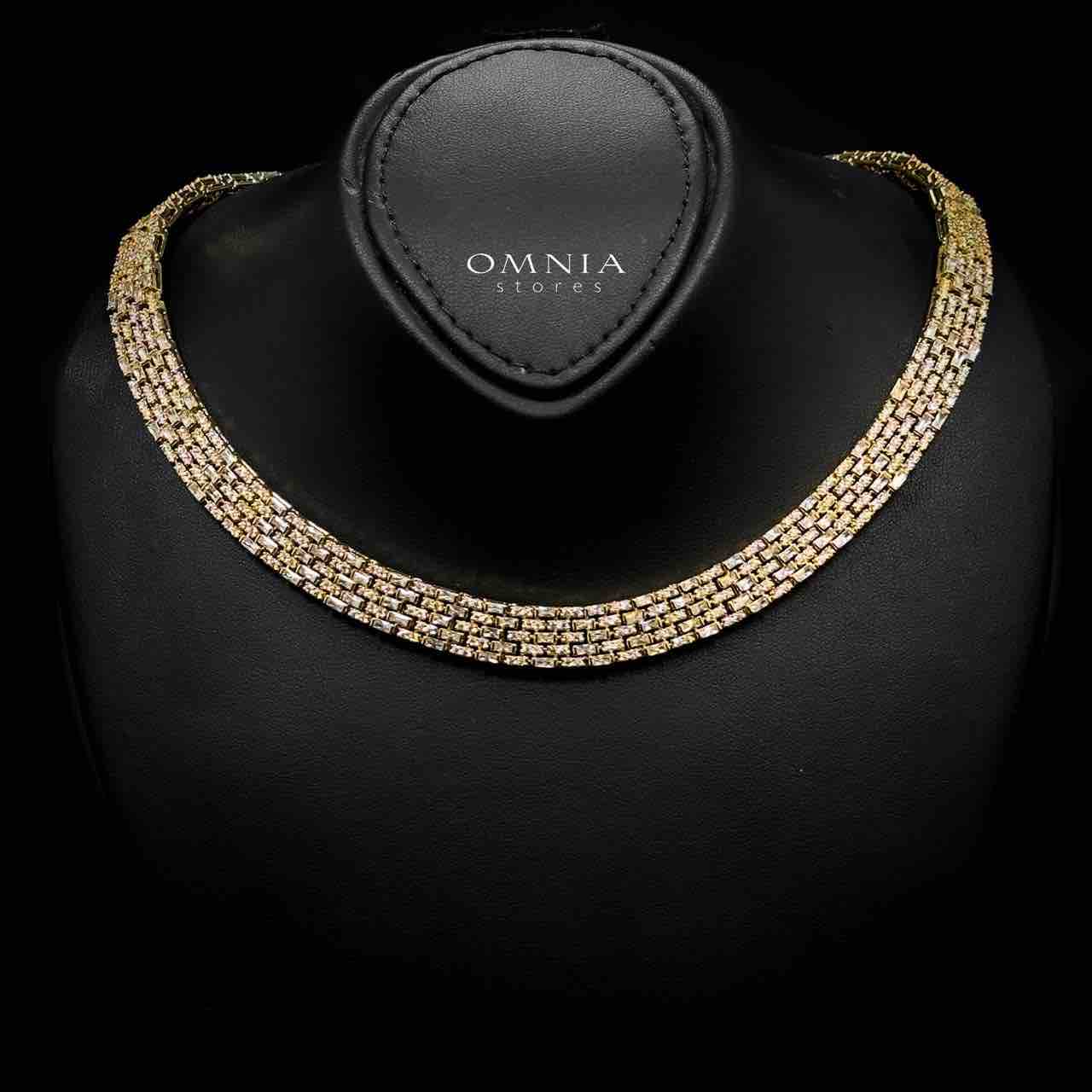 Omnia Zehra Gold Plated Bridal Full Set with Rhodium Plated in High Quality Zircon Stones