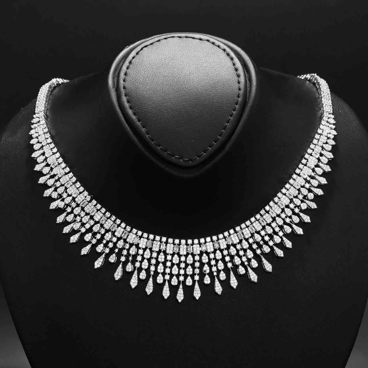 Omnia Ahlina White Bridal Full Set in High Quality Zircon Stone Rhodium Plated - OMNIASTORES KSA