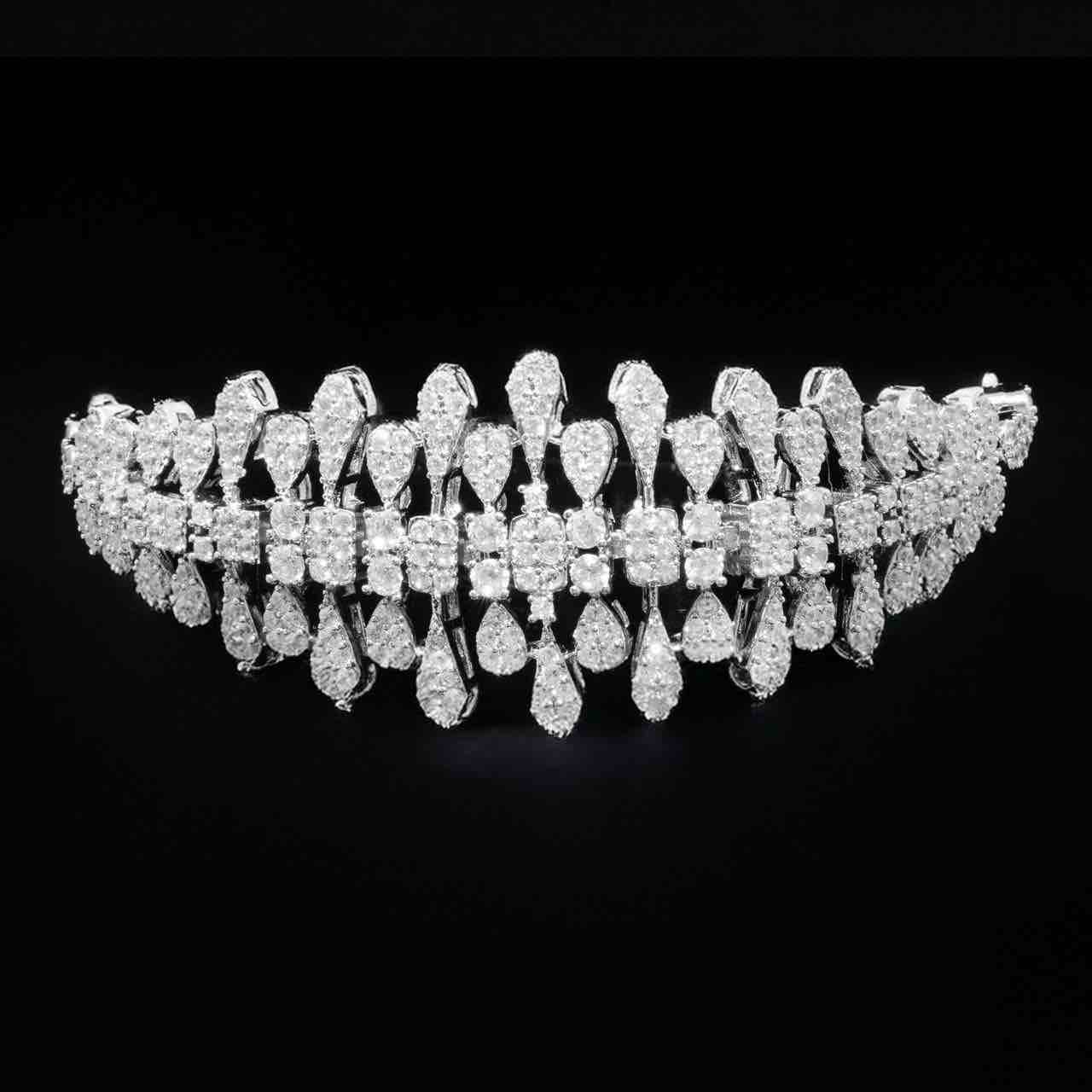 Omnia Ahlina White Bridal Full Set in High Quality Zircon Stone Rhodium Plated - OMNIASTORES KSA