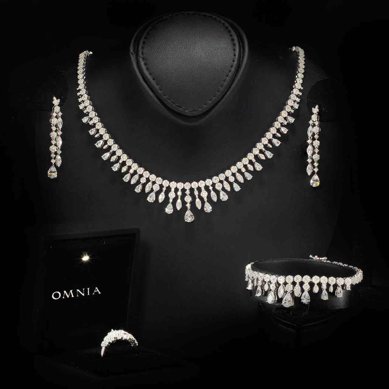 Omnia Syla White Bridal Full Set in 925 Silver with High Quality Simulated Diamonds