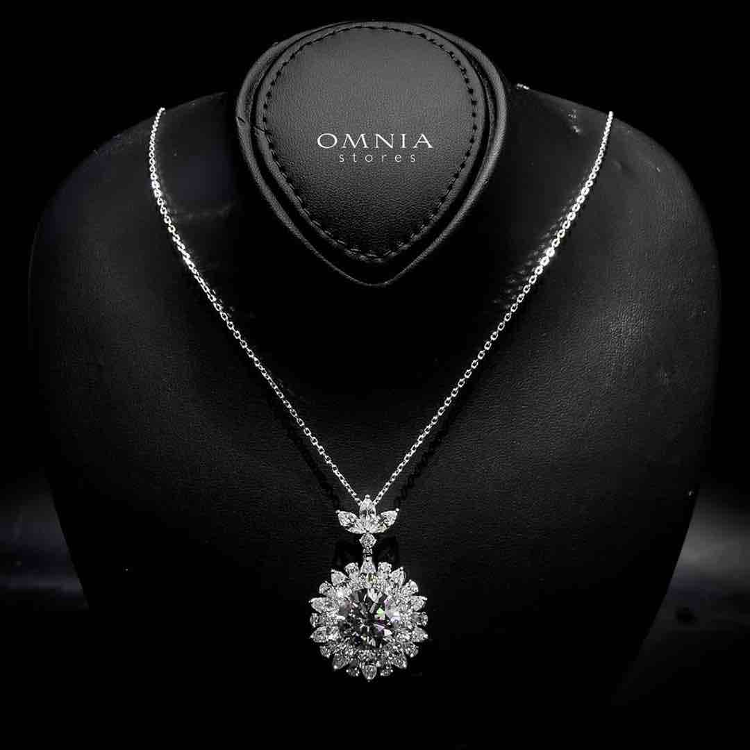 Omnia Juman Silver Necklace In 925 Silver Certified High Quality Lab Crafted Stones