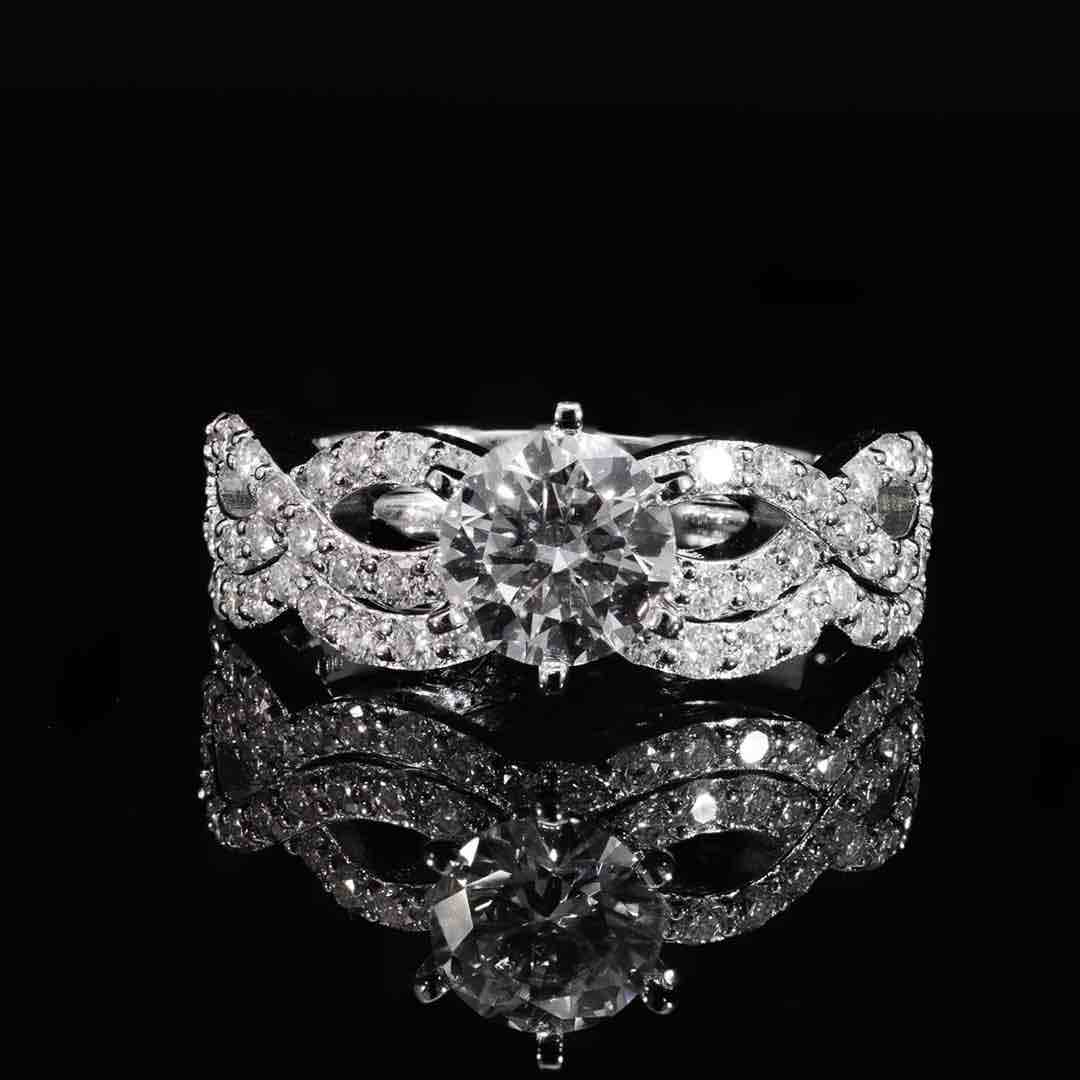 Zephira White Moissanite Stone Ring With GRA Certified High Quality in 925 Silver 6.5mm 1ct