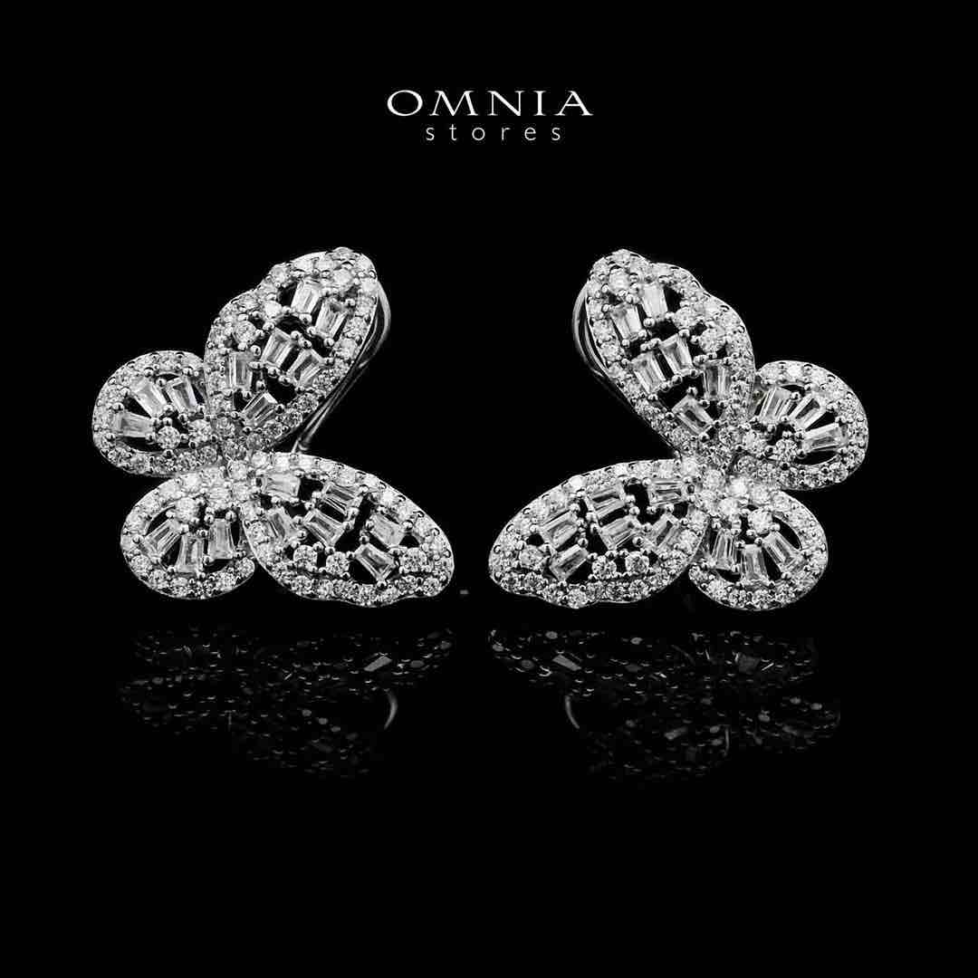 Shereen Butterfly Clip Earrings In 925 Silver High Quality Simulated Diamonds - OMNIASTORES KSA