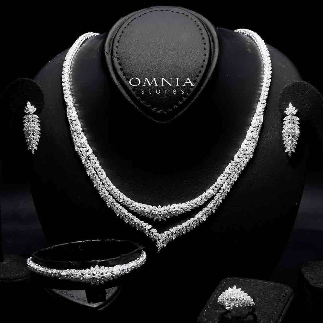 Omnia Amira White Bridal Full Set in 925 Silver High Quality Simulated Diamonds - OMNIASTORES UAE