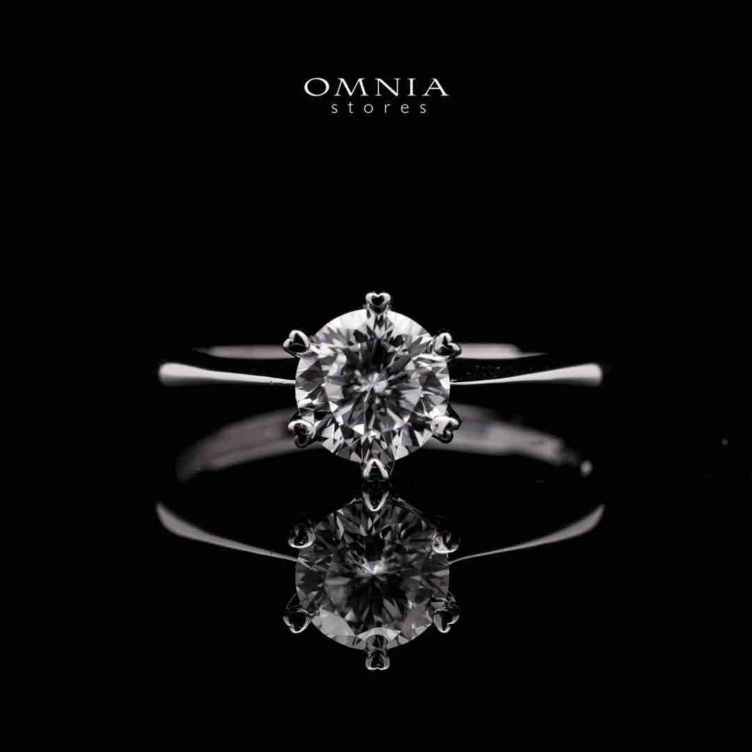 Omnia Nadine White Ring 92.5 Silver in High Quality Moissanite Stones
