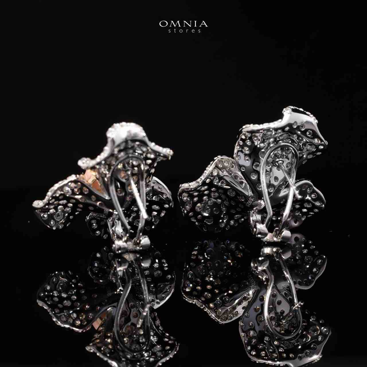 Omnia Lubaina Pink Coral Flower Earrings in 925 Silver Accessories High Quality Simulated Diamonds