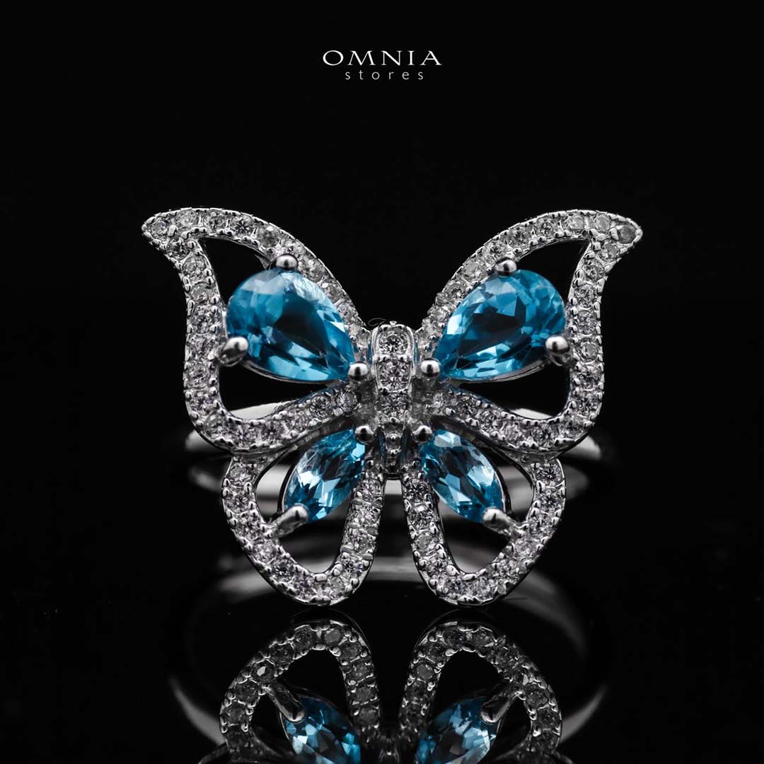 Omnia Rafea Ring In 92.5 Silver High Quality topaz stone