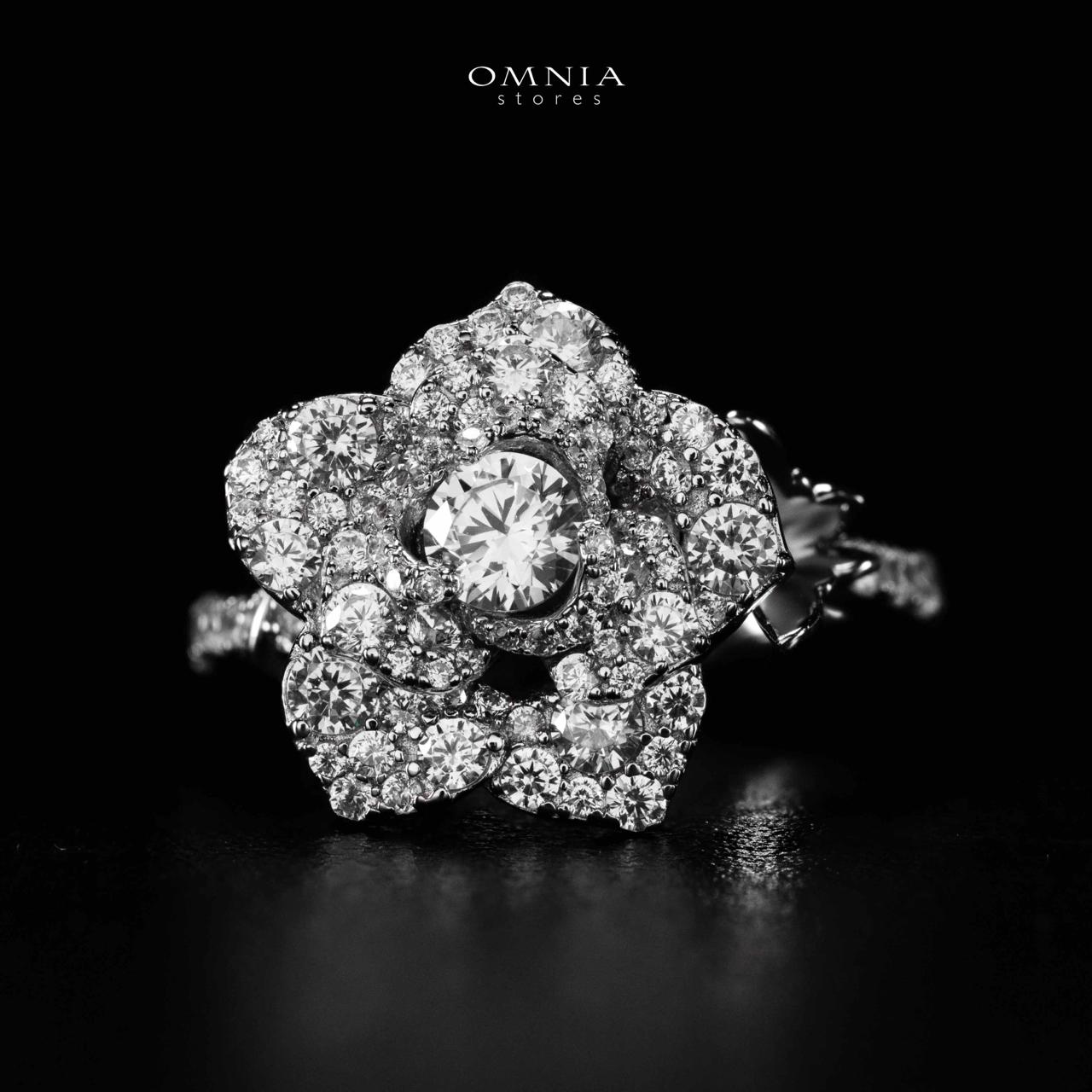 Omnia Haniya White Rose Ring In 925 Silver High Quality Certified Lab Crafted Stones - OMNIASTORES UAE