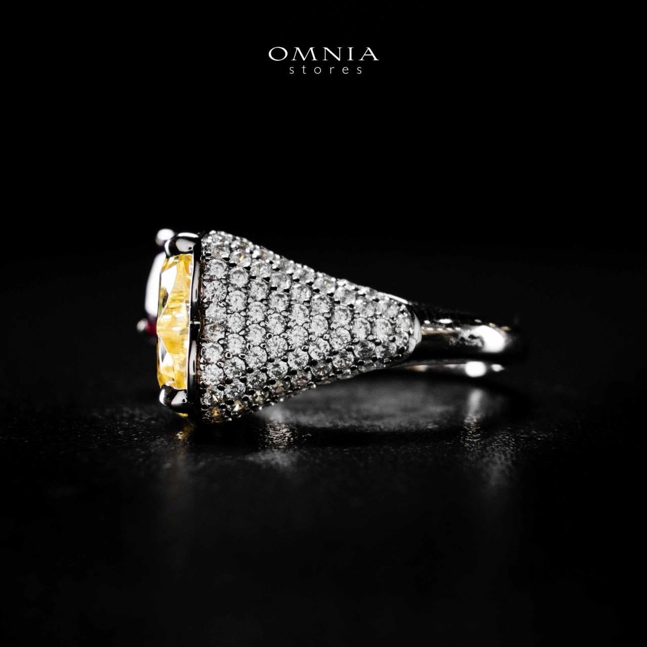 Omnia Ayda Dual Heart Yellow and Red Silver Ring In 925 Silver High Quality Certified Lab Crafted Stones - OMNIASTORES UAE