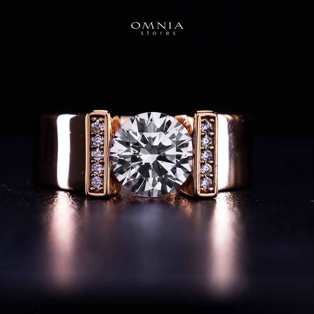 Omnia Aroob Rose Gold Silver Ring In 925 Silver High Quality Certified Lab Crafted Round Cut Stones 5Ct - OMNIASTORES UAE