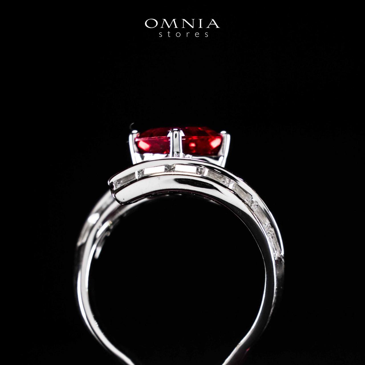 Omnia Tazeen White Red Ring In 925 Silver High Quality Certified Lab Crafted Stones - OMNIASTORES UAE