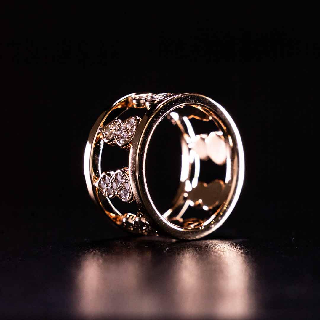 Omnia Nayirah Rose Glod Ring In 925 Silver High Quality Certified Lab Crafted Stones - OMNIASTORES UAE