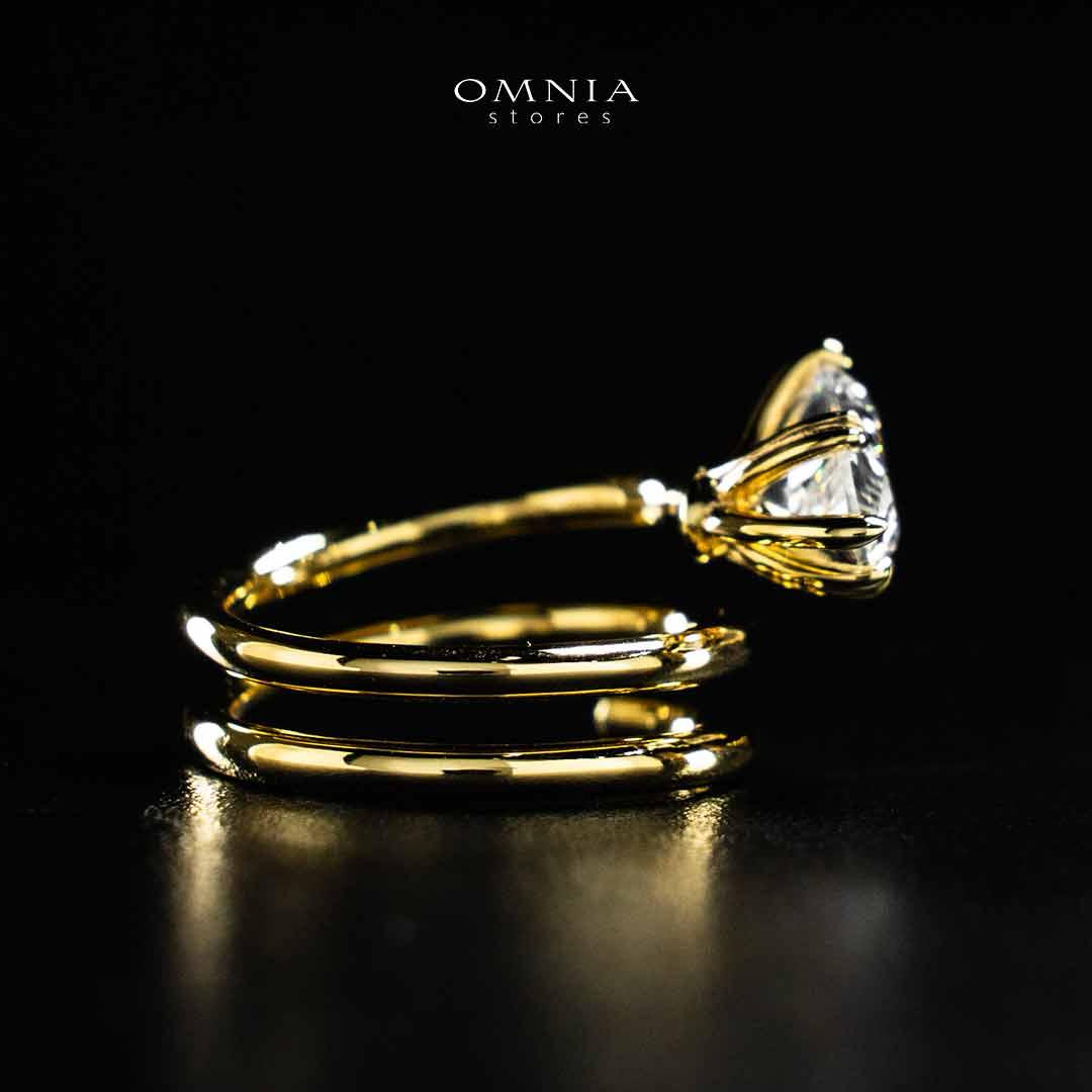 Omnia Nabeela White Golden Ring In 925 Silver High Quality Lab Crafted Pear Cut Stones 4ct - OMNIASTORES KSA
